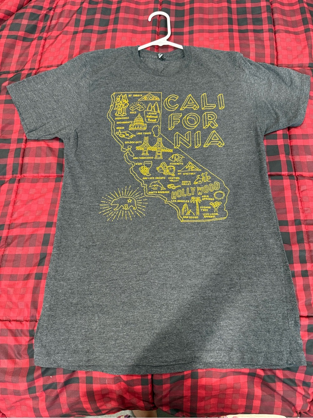 California Map Graphic Tee - Hollywood, LA, SF - Very Good